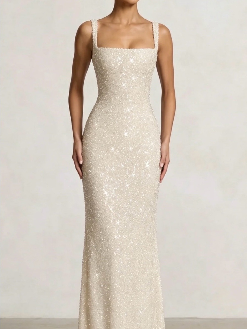 White Sequin Reception Gown